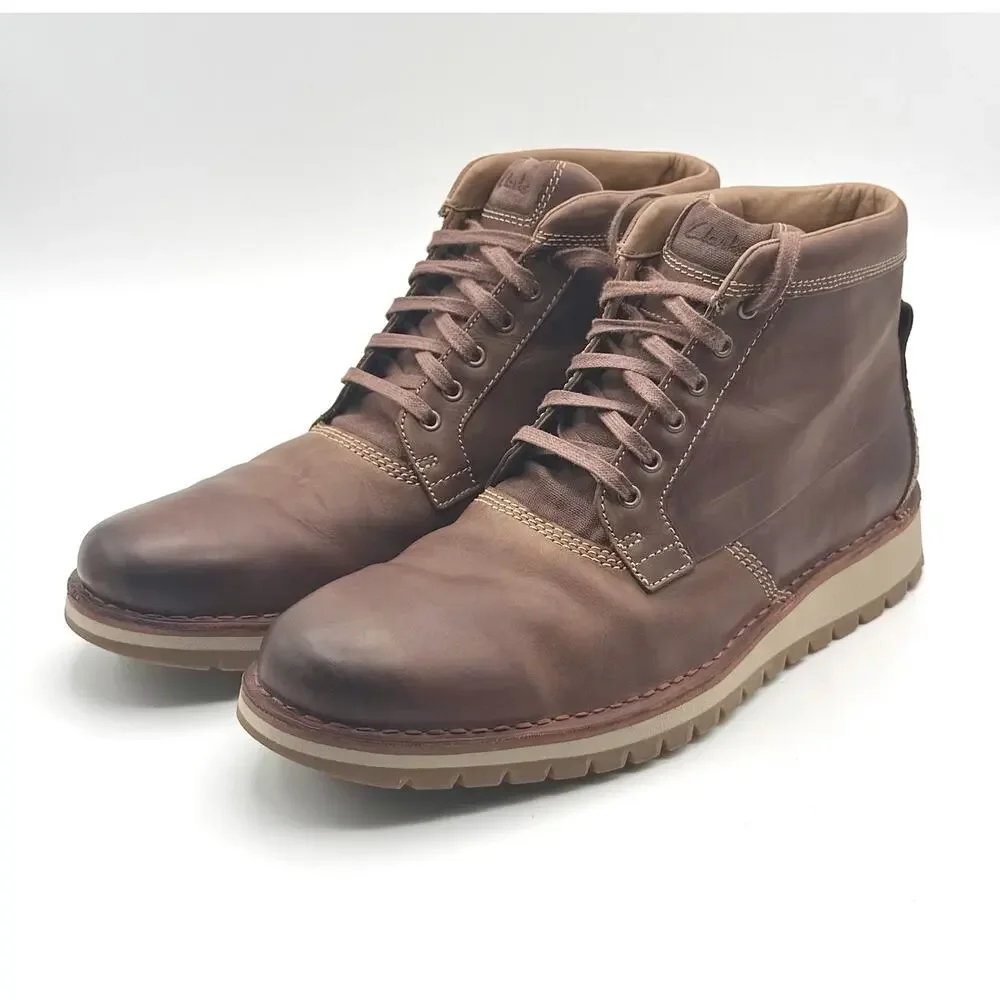 Clarks VARBY Top Brown Leather Boots Men's Size 13 Chukka Ankle High